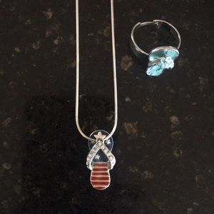 Flip flop necklace and ring